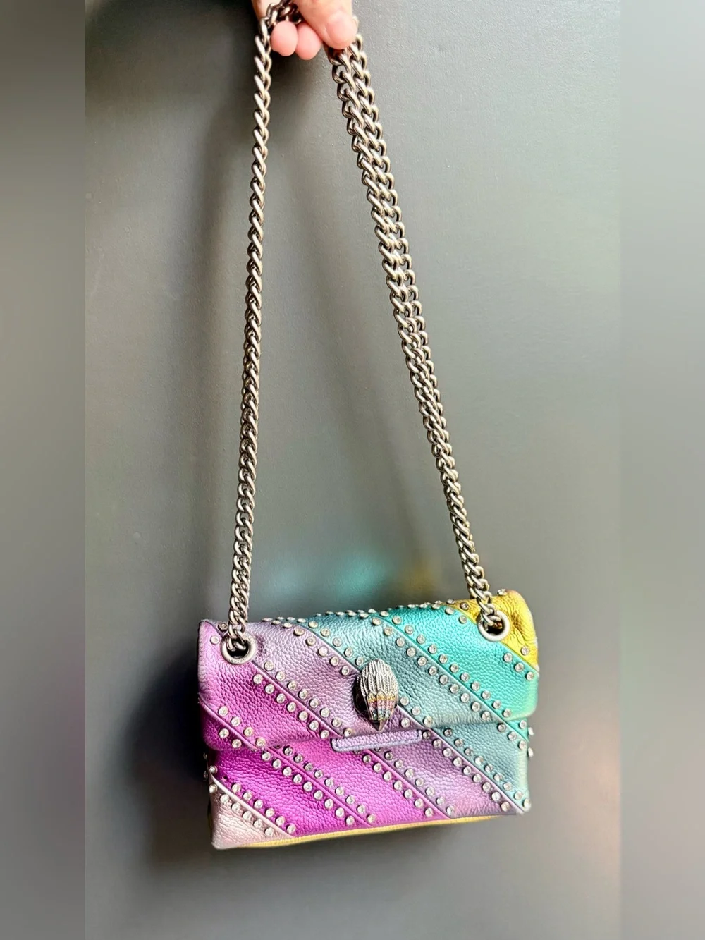 Kurt Geiger London Rainbow Mini
Kensington Crossbody Metallic
Studded Bag - Picture 5 of 16
